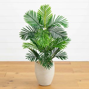 paradise palm artificial tree in sand colored planter