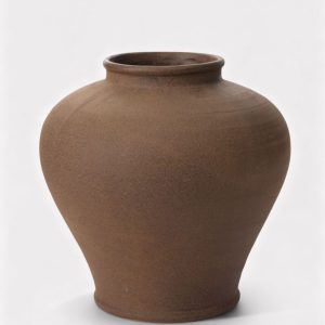 large stoneware table vase in warm brown 12.5"