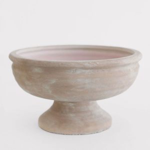 earthy mauve ceramic compote bowl 10.25" wide