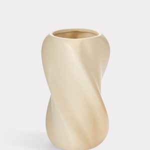 warm cream white ceramic twist florian vase 12"