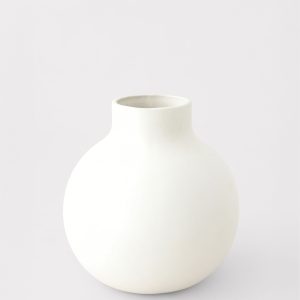 afloral™ creamy white round ceramic vase 8"