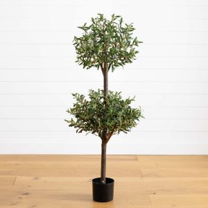 4.5' olive double topiary silk tree