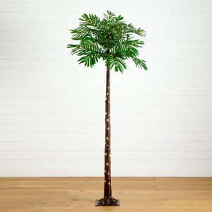6’ uv resistant lighted artificial palm tree with 206 warm white led lights (indoor/outdoor)